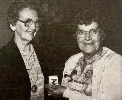 Elsie Armstong receiving Trillium Award, 1982